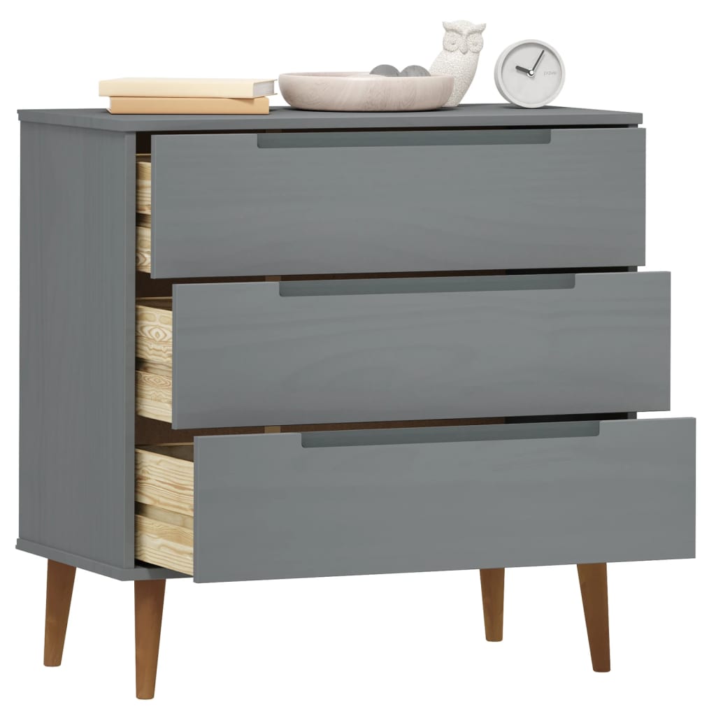 Commode MOLDE Gris 80x40x80 cm Bois de pin massif - XIOS