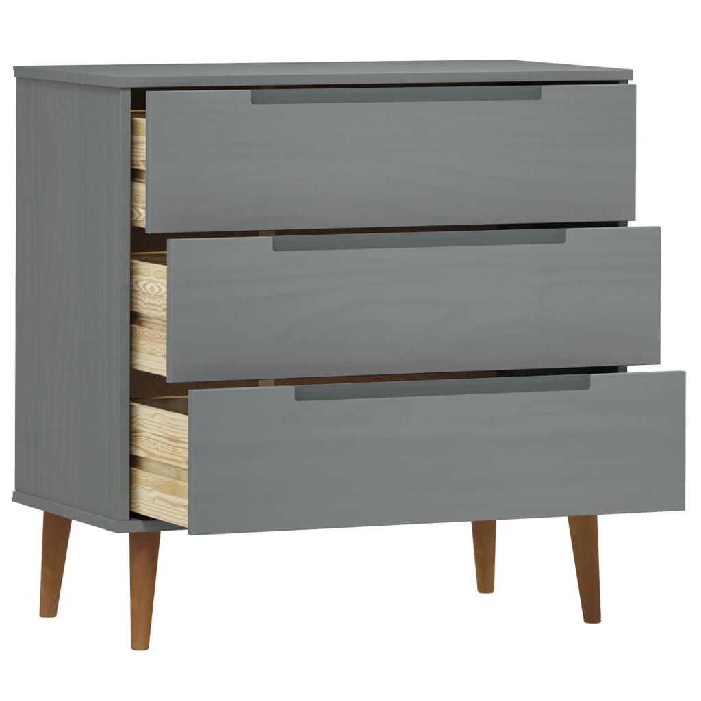 Commode MOLDE Gris 80x40x80 cm Bois de pin massif - XIOS