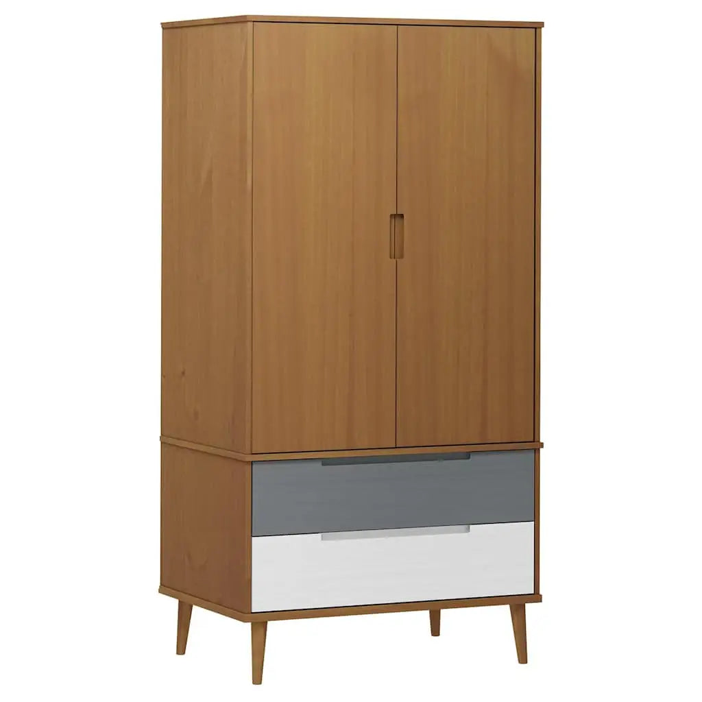 Garde-robe MOLDE Marron 90x55x175 cm Bois massif de pin - XIOS