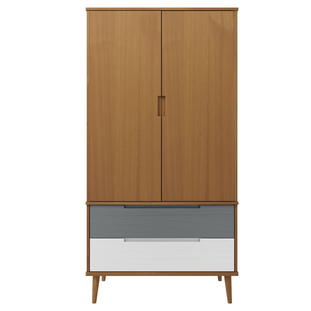 Garde-robe MOLDE Marron 90x55x175 cm Bois massif de pin - XIOS