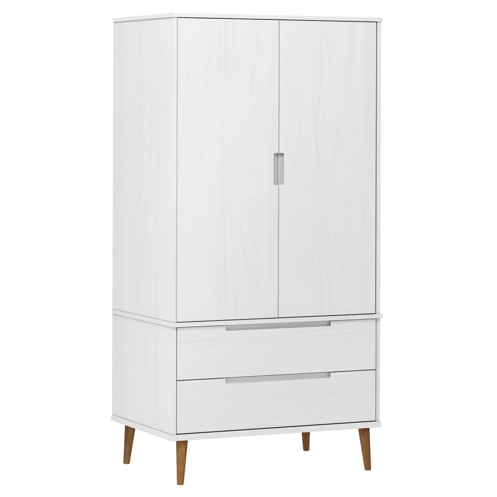 Garde-robe MOLDE Blanc 90x55x175 cm Bois massif de pin - XIOS