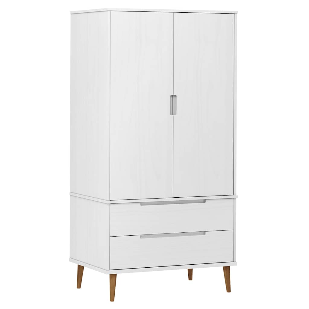 Garde-robe MOLDE Blanc 90x55x175 cm Bois massif de pin