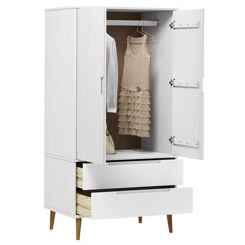Garde-robe MOLDE Blanc 90x55x175 cm Bois massif de pin