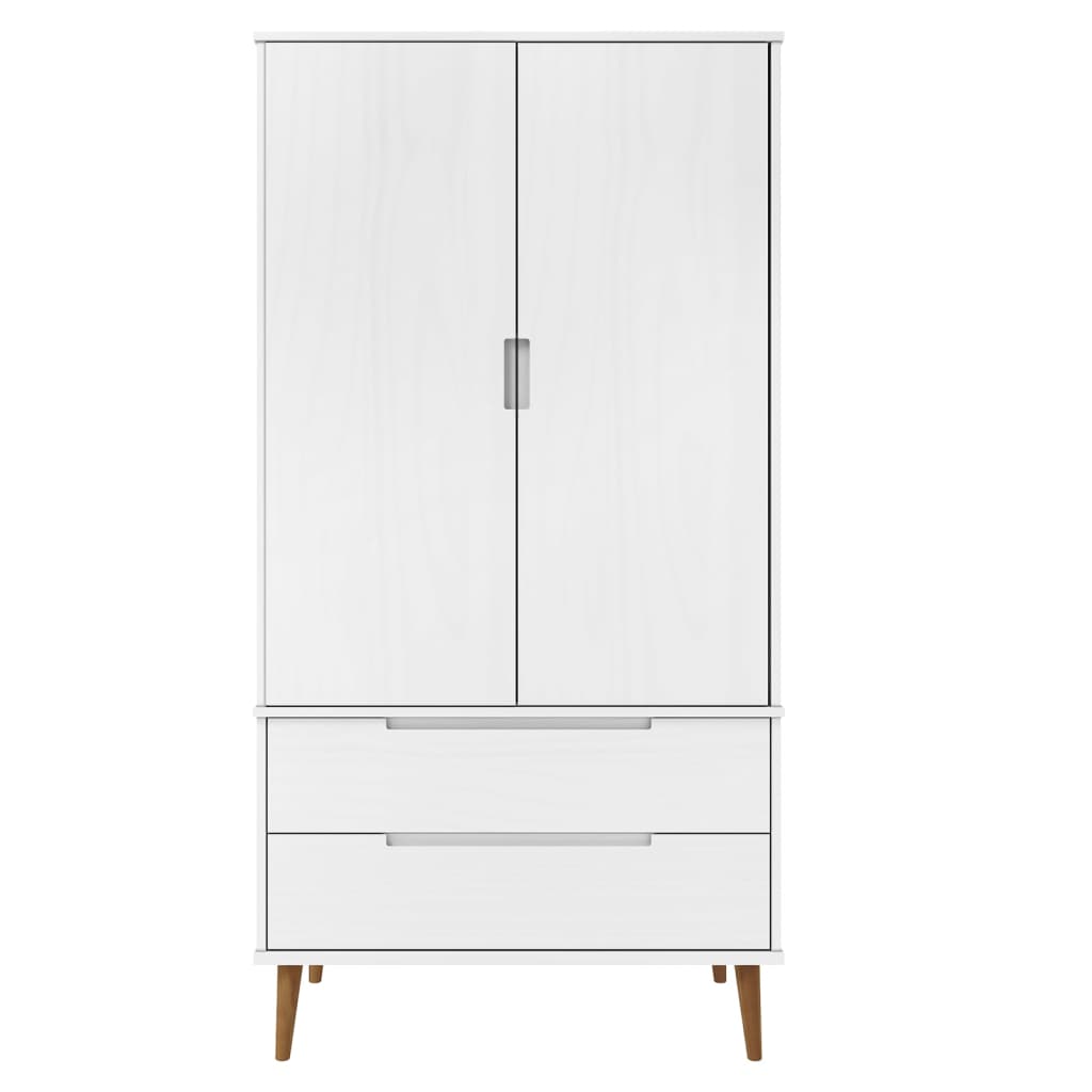 Garde-robe MOLDE Blanc 90x55x175 cm Bois massif de pin - XIOS