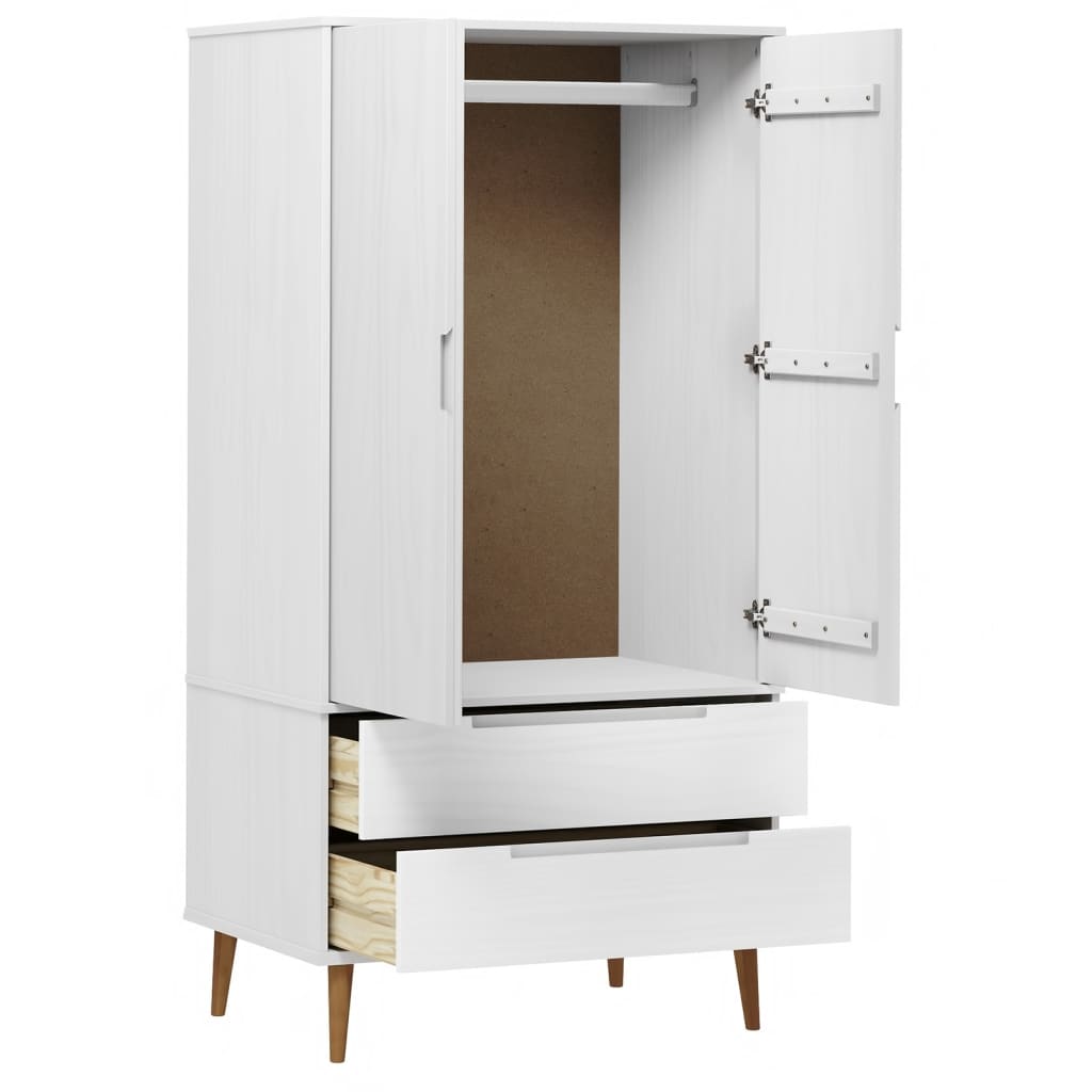 Garde-robe MOLDE Blanc 90x55x175 cm Bois massif de pin - XIOS