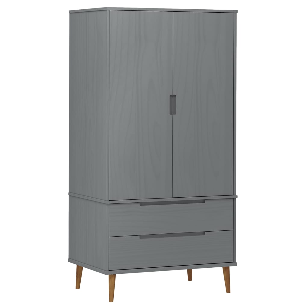 Garde-robe MOLDE Gris 90x55x175 cm Bois massif de pin - XIOS