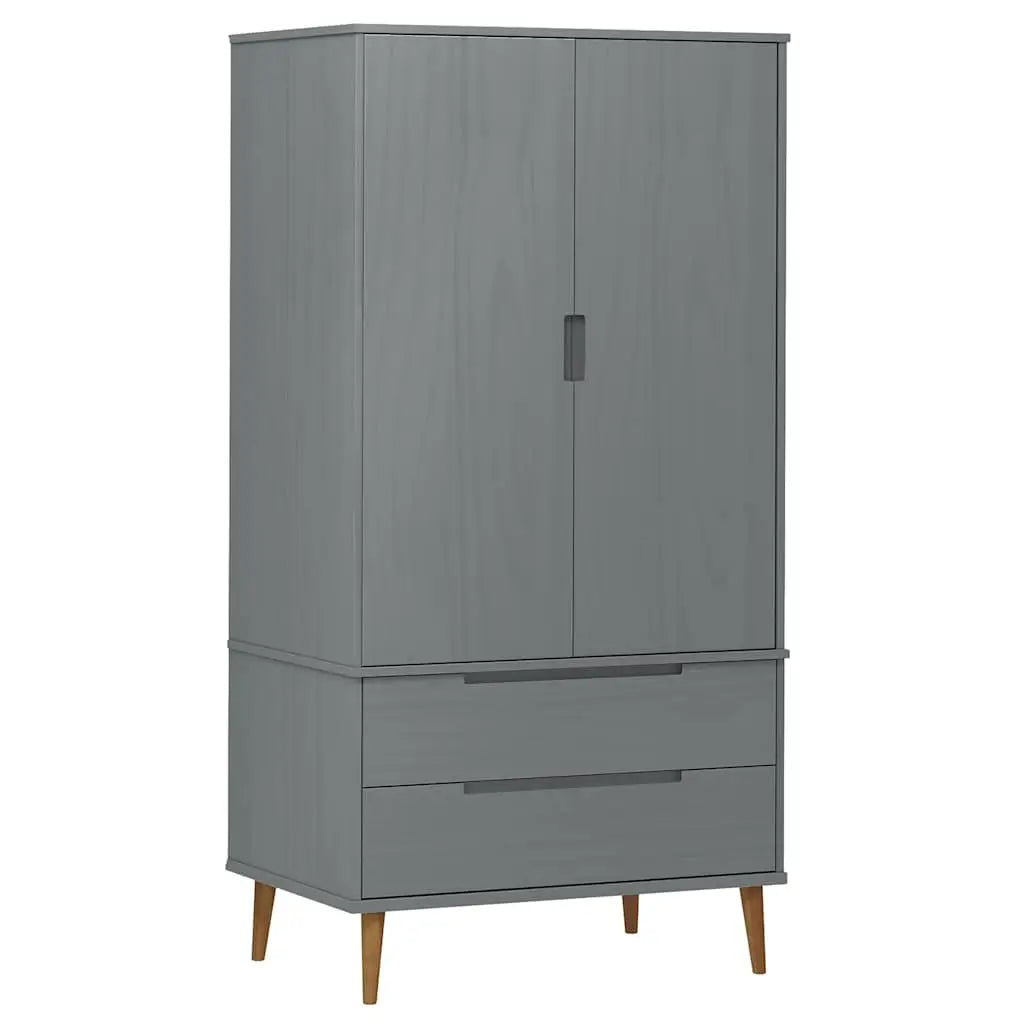Garde-robe MOLDE Gris 90x55x175 cm Bois massif de pin - XIOS