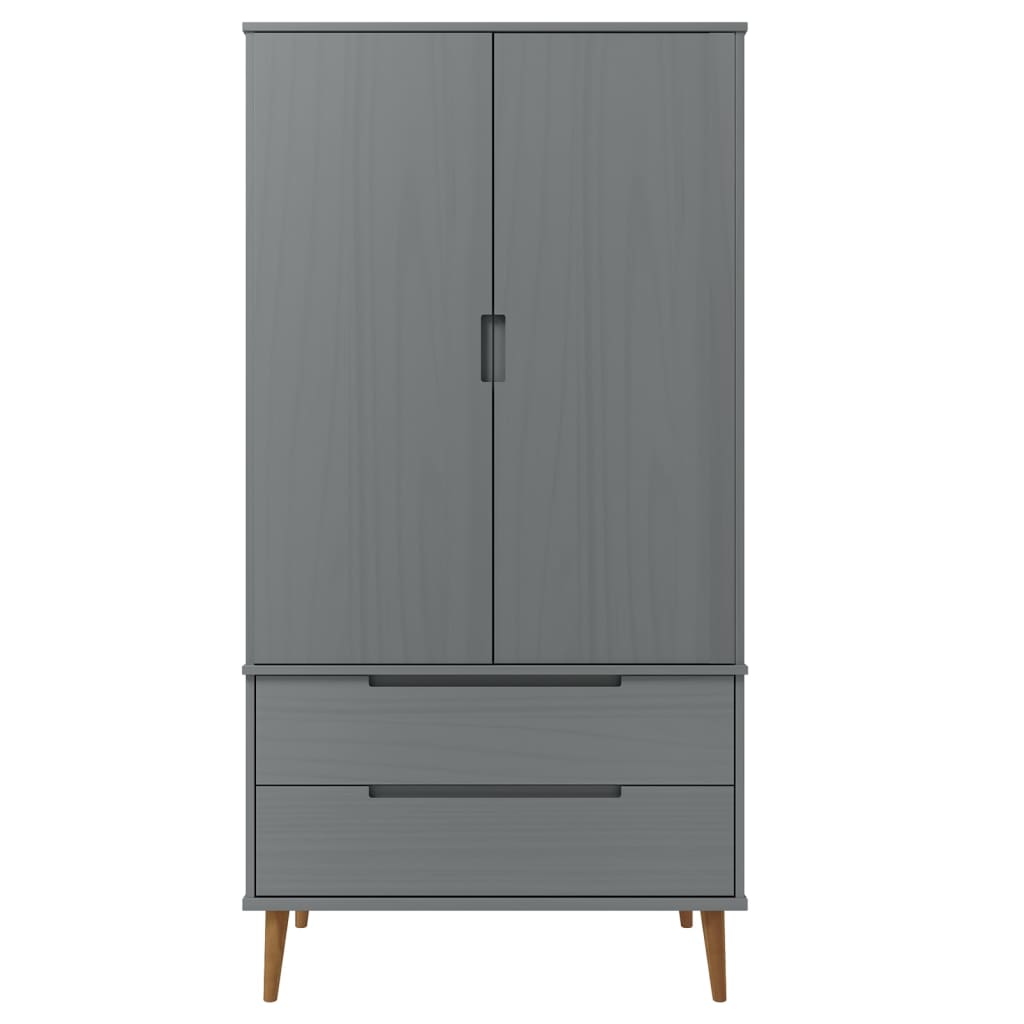 Garde-robe MOLDE Gris 90x55x175 cm Bois massif de pin - XIOS