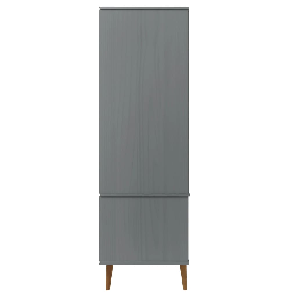 Garde-robe MOLDE Gris 90x55x175 cm Bois massif de pin - XIOS