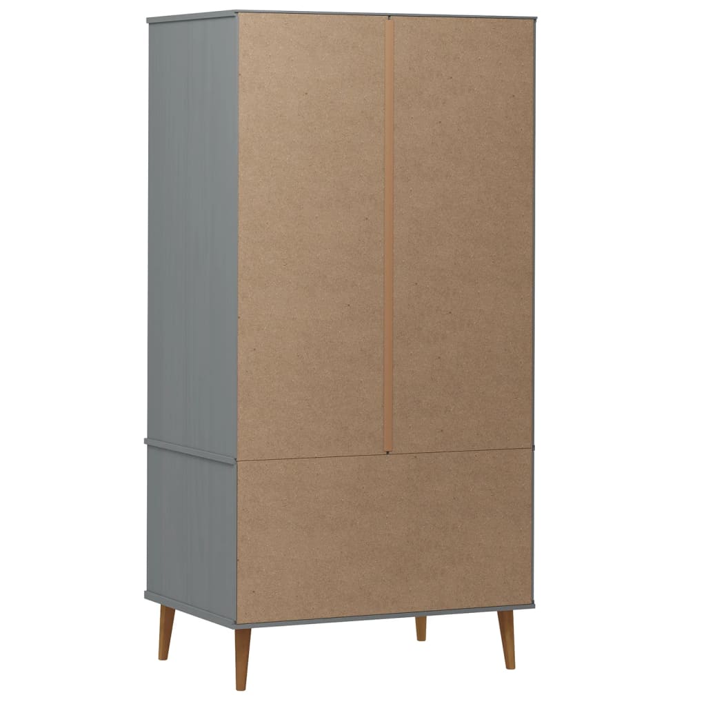 Garde-robe MOLDE Gris 90x55x175 cm Bois massif de pin - XIOS