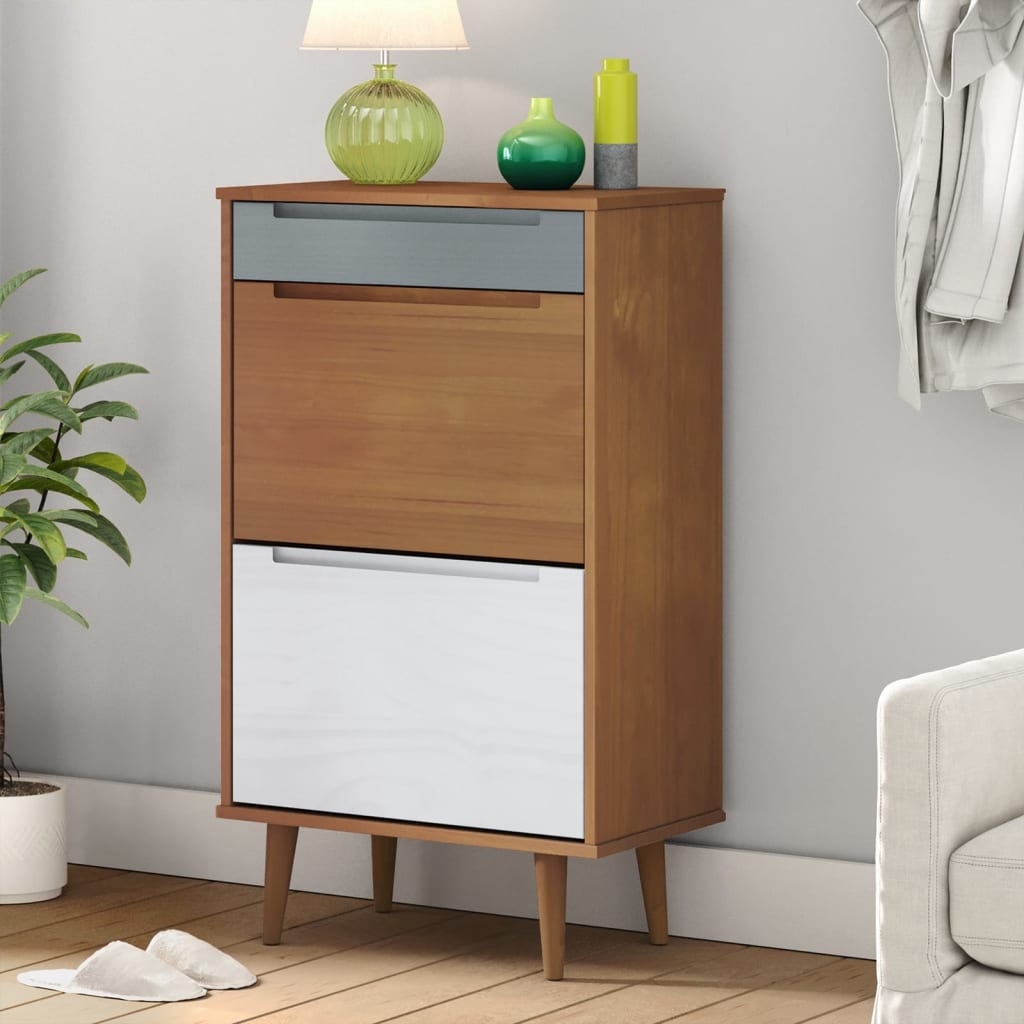 Armoire à chaussures MOLDE Marron 59,5x35x103 cm Bois de pin - XIOS