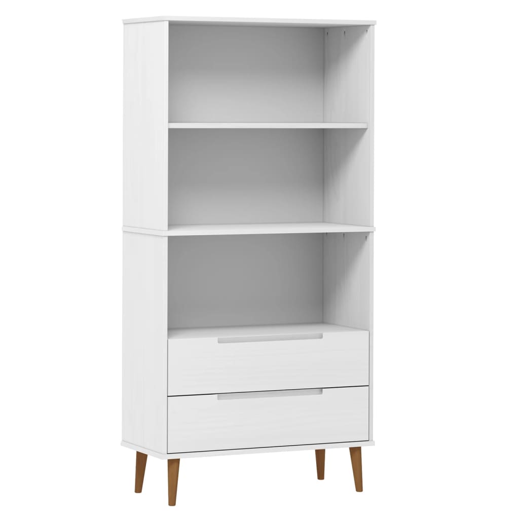 Bibliothèque MOLDE Blanc 85x35x170,5 cm Bois massif de pin - XIOS