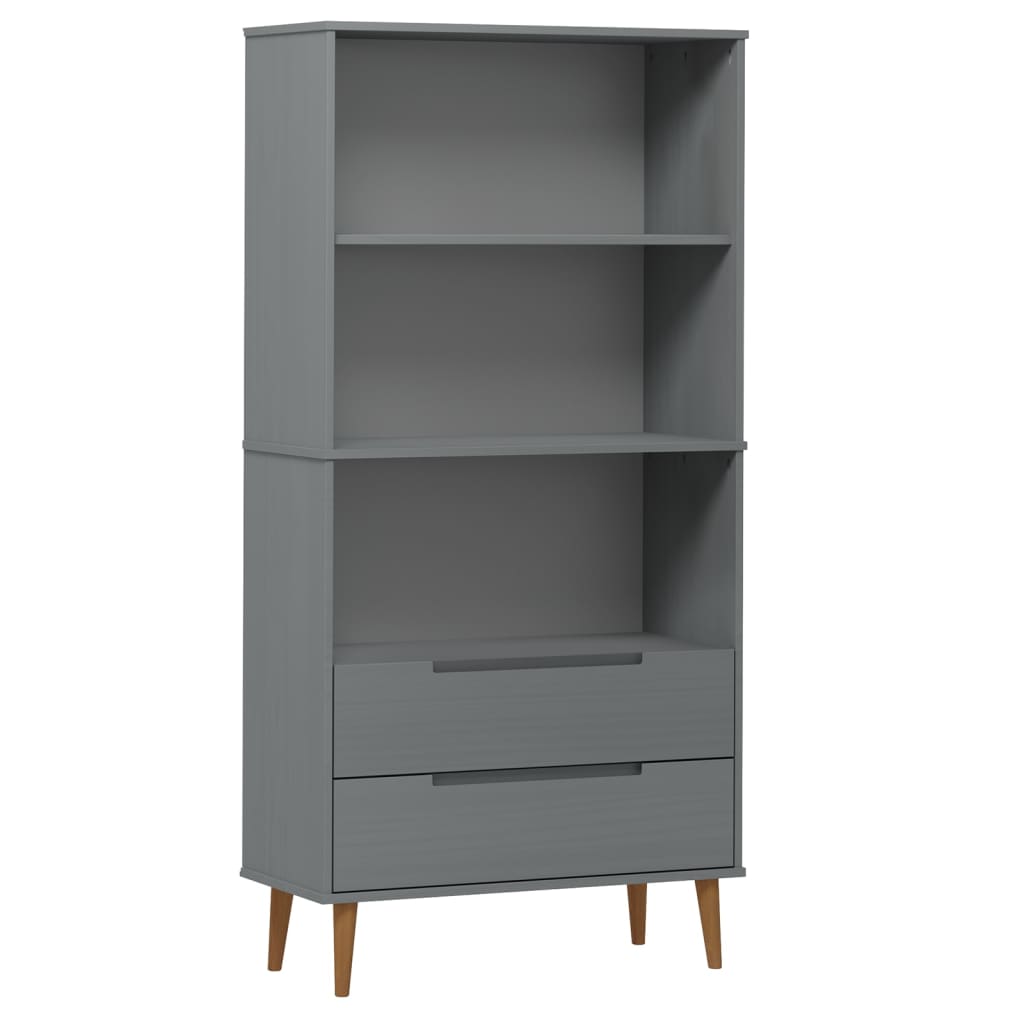Bibliothèque MOLDE Gris 85x35x170,5 cm Bois massif de pin - XIOS