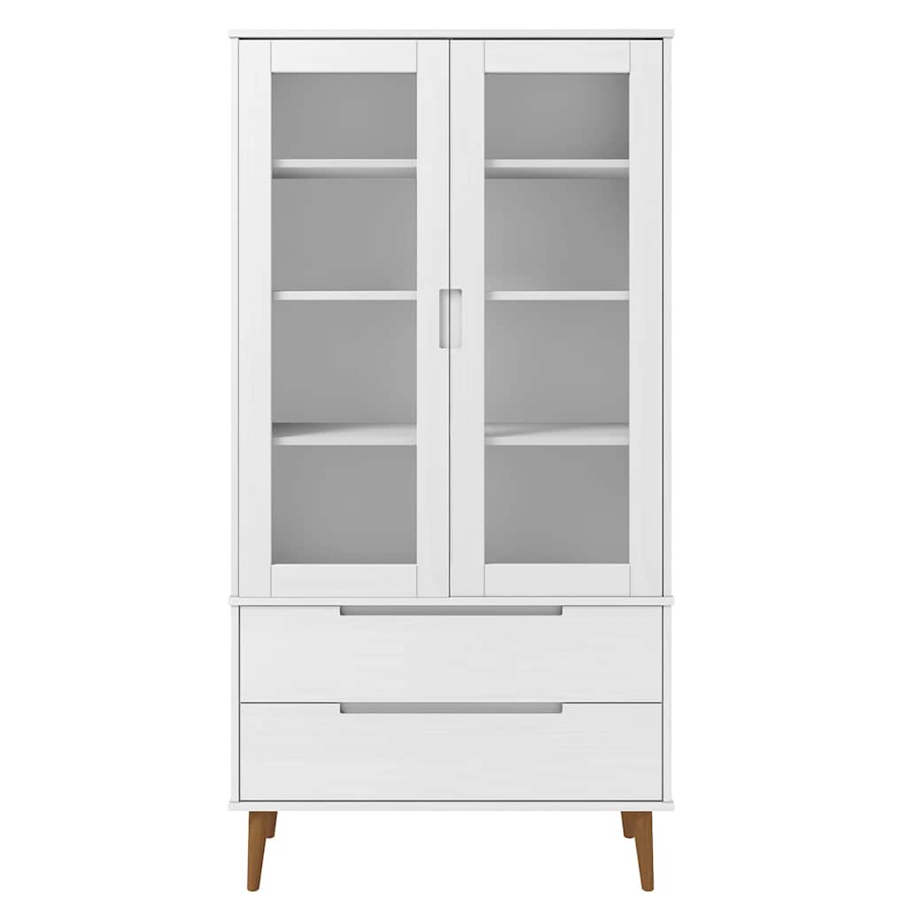 Armoire à vitrine MOLDE Blanc 90x35x175 cm Bois de pin massif
