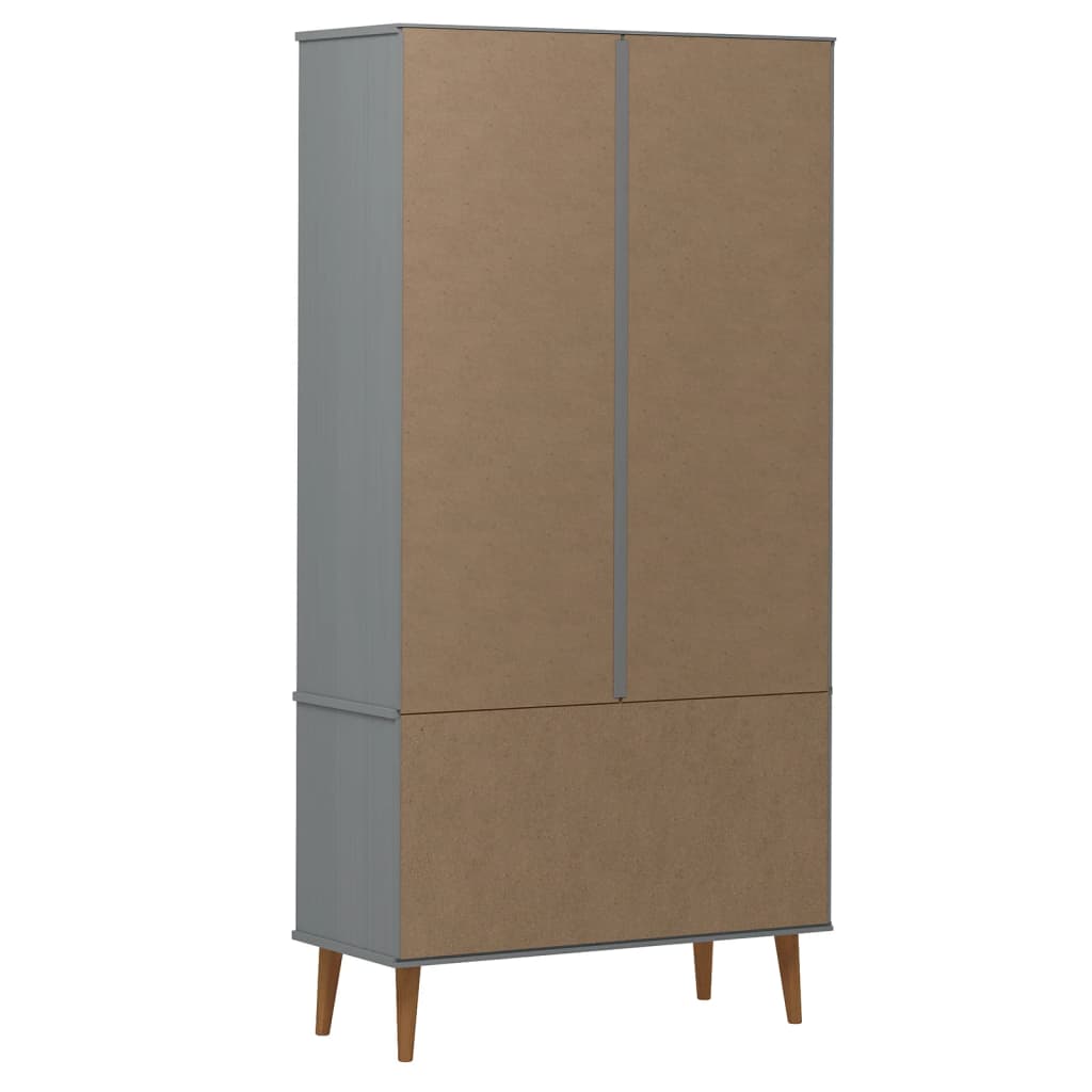 Armoire à vitrine MOLDE Gris 90x35x175 cm Bois de pin massif - XIOS