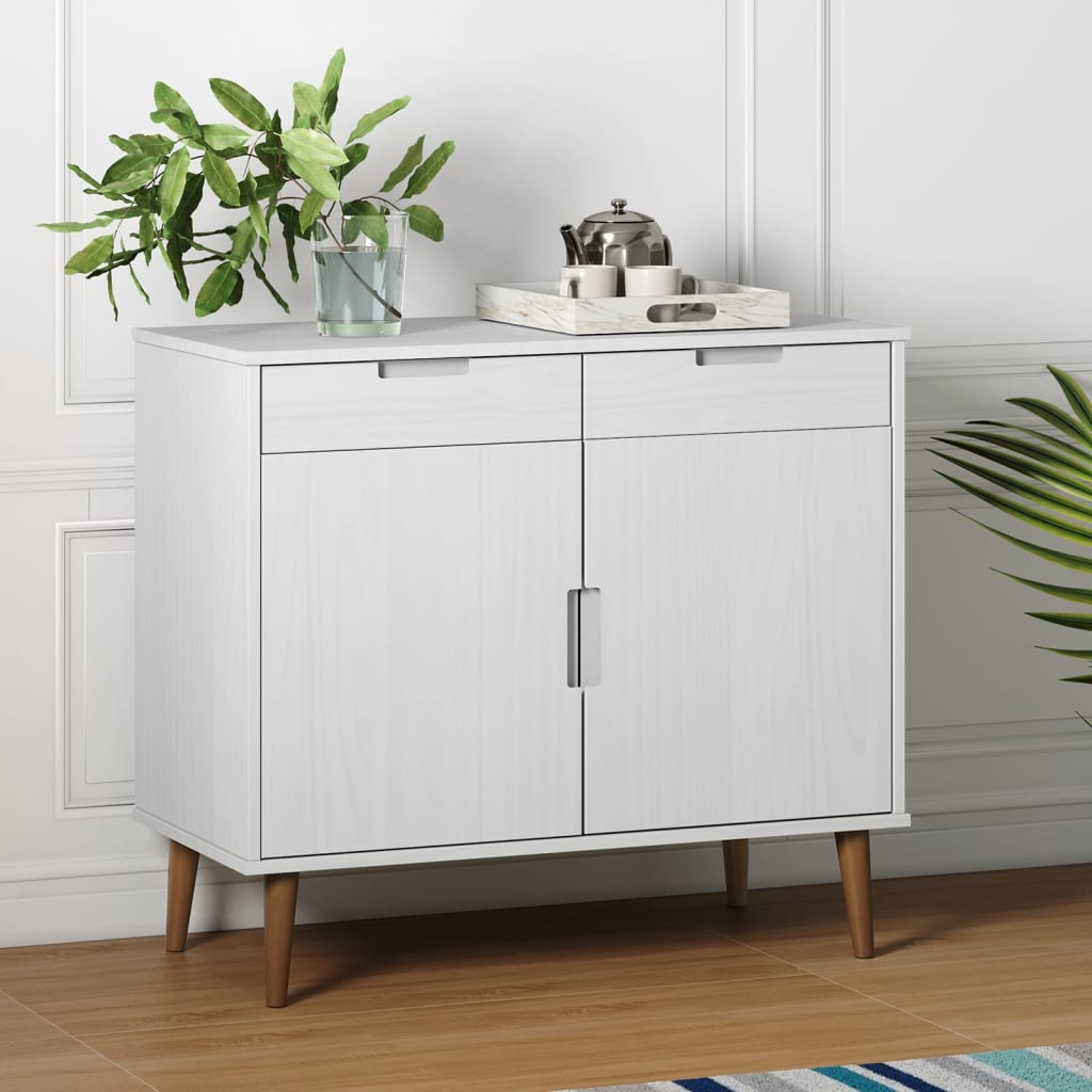 Buffet MOLDE Blanc 90x40x80 cm Bois massif de pin - XIOS