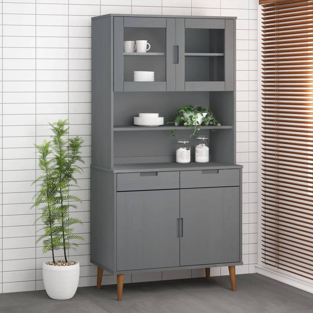 Dessus de buffet MOLDE Gris 90x35x100 cm Bois massif de pin - XIOS