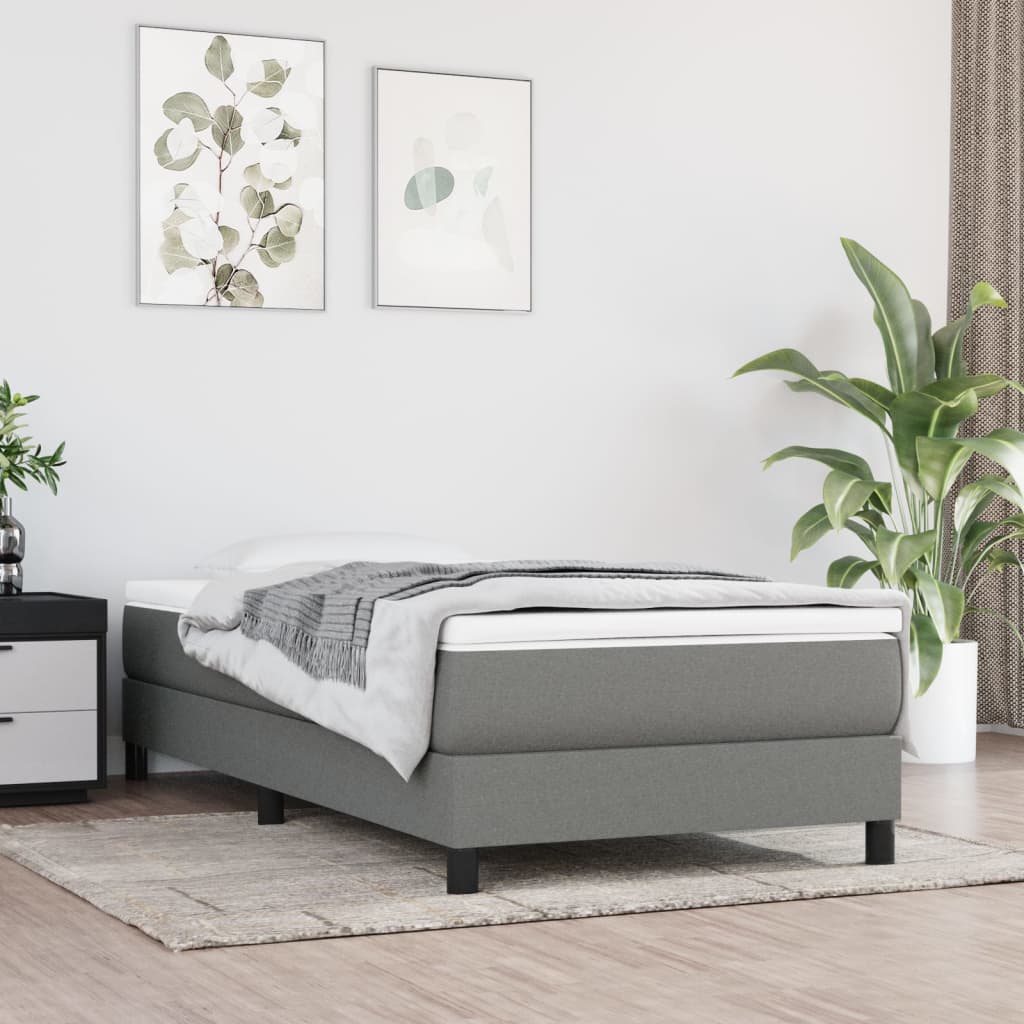 Sommier à lattes de lit avec matelas Gris foncé 100x200cm Tissu - XIOS