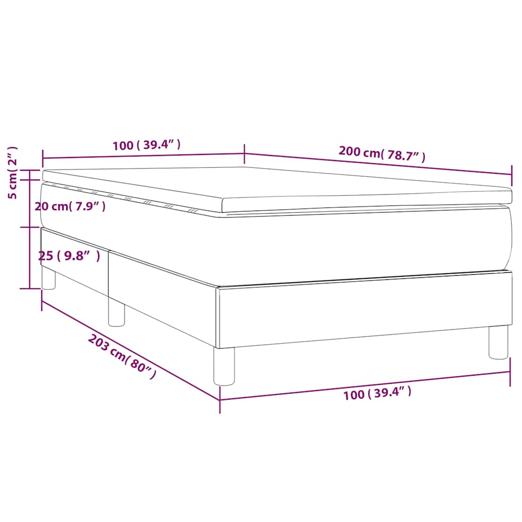 Sommier à lattes de lit avec matelas Noir 100x200 cm Tissu