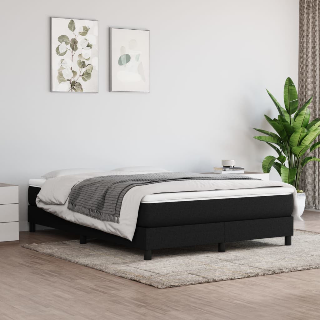 Sommier à lattes de lit avec matelas Noir 140x200 cm Tissu - XIOS