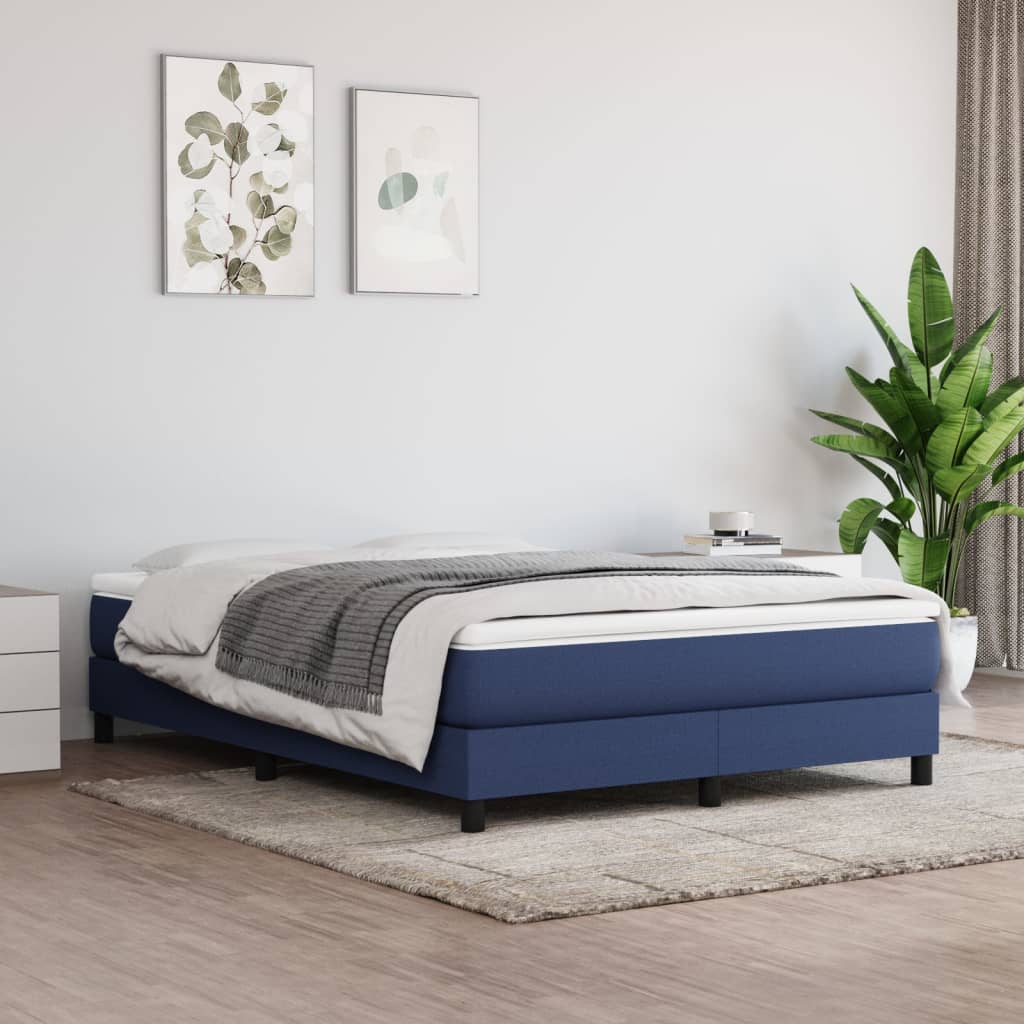 Sommier à lattes de lit avec matelas Bleu 140x200 cm Tissu - XIOS