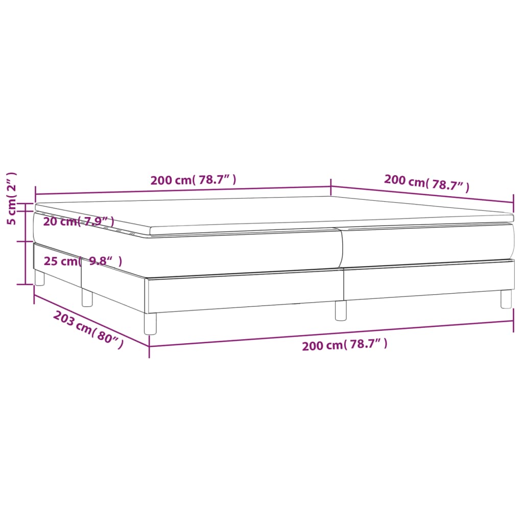 Sommier à lattes de lit avec matelas Gris foncé 200x200cm Tissu - XIOS