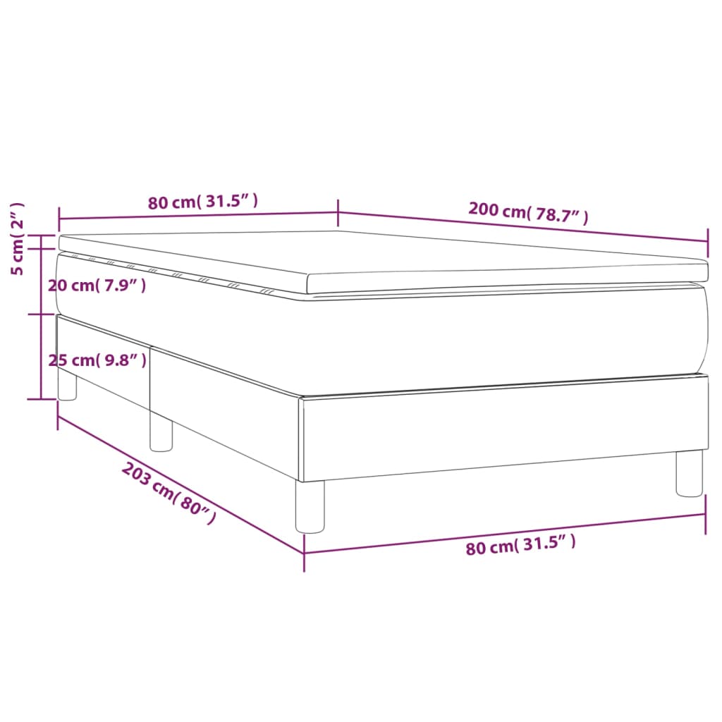 Sommier à lattes de lit avec matelas Gris clair 80x200 cm Tissu - XIOS