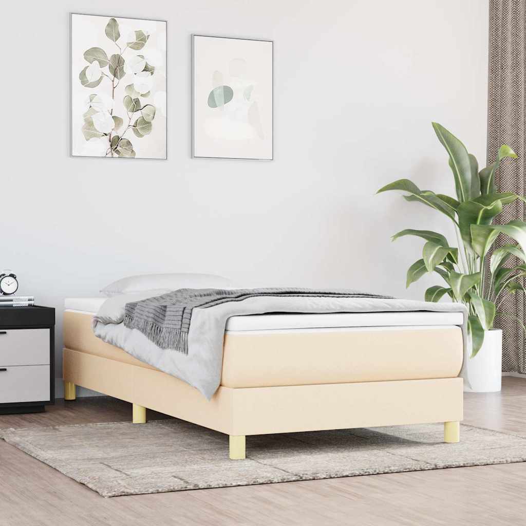 Sommier à lattes de lit et matelas Crème 90x190 cm Tissu