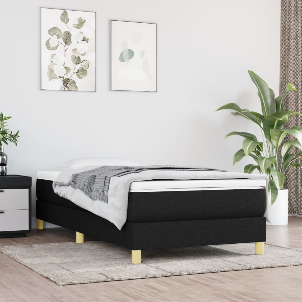 Sommier à lattes de lit avec matelas Noir 90x200 cm Tissu - XIOS
