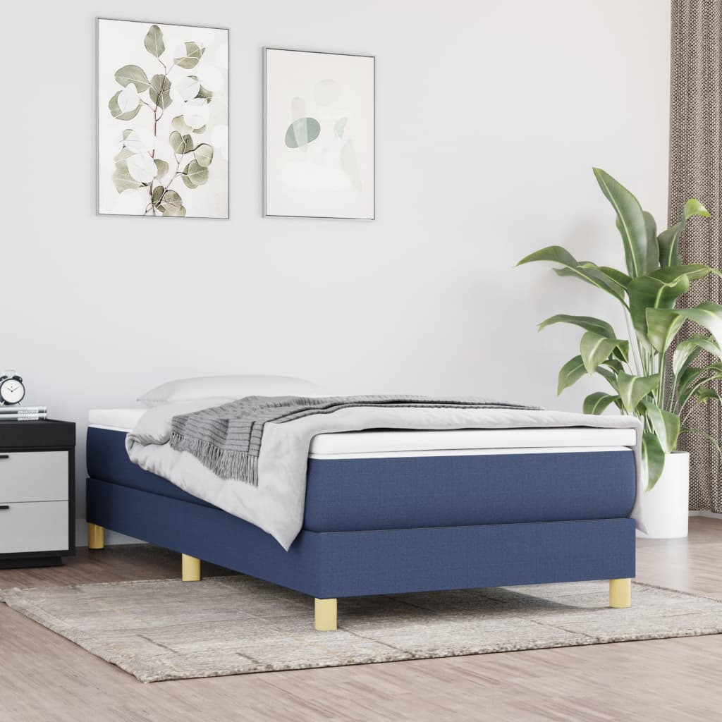 Sommier à lattes de lit avec matelas Bleu 90x200 cm Tissu - XIOS