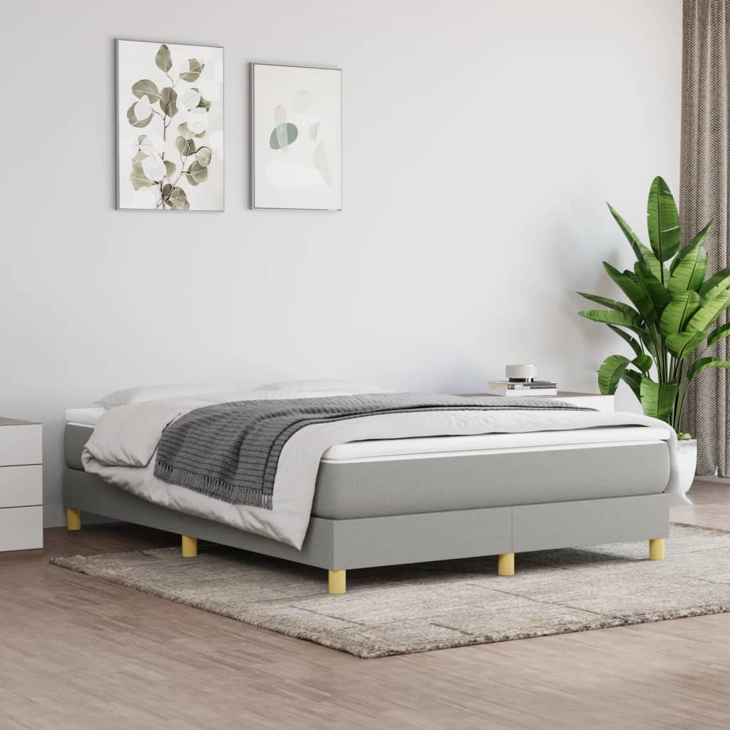 Sommier à lattes de lit avec matelas Gris clair 140x190cm Tissu
