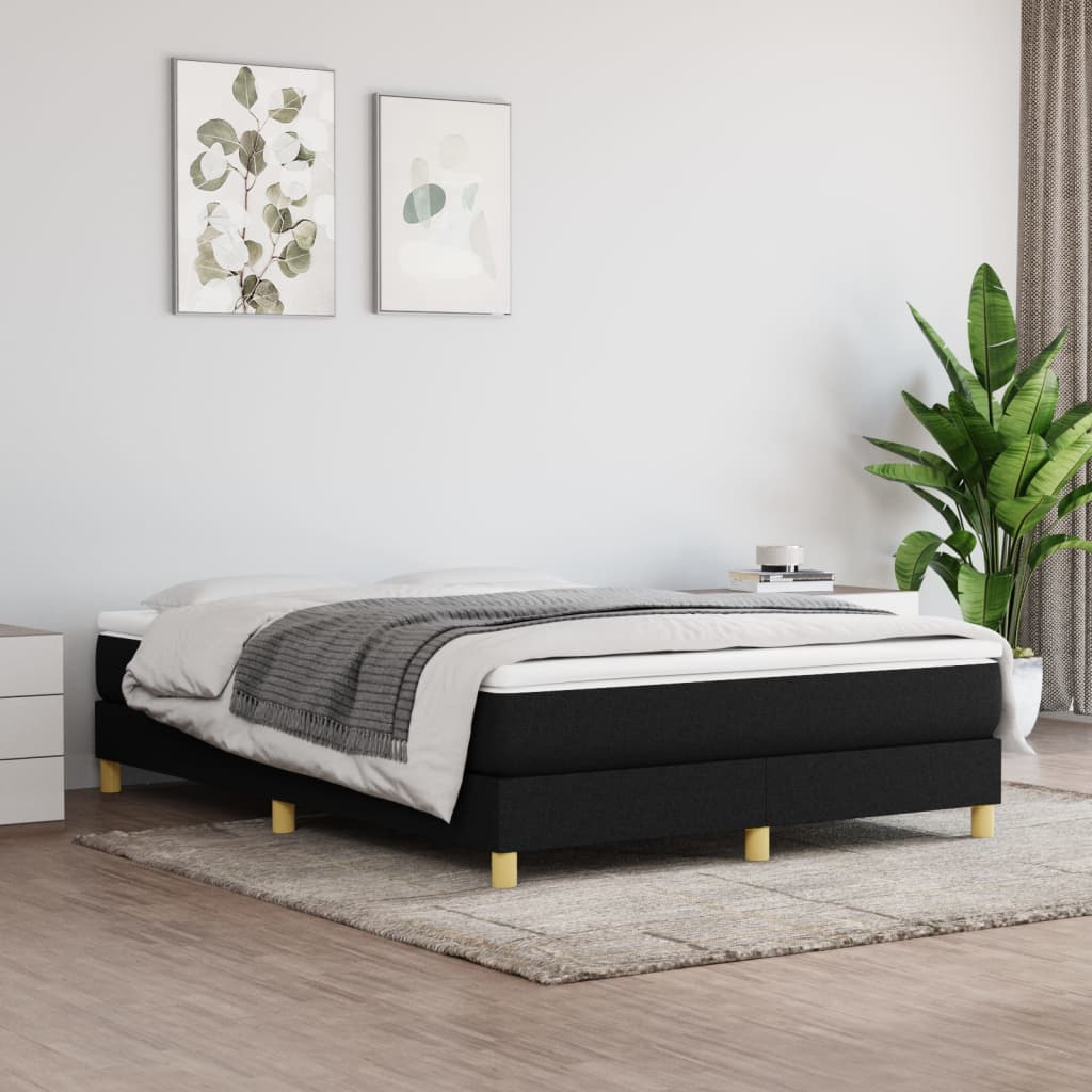 Sommier à lattes de lit avec matelas Noir 140x190 cm Tissu