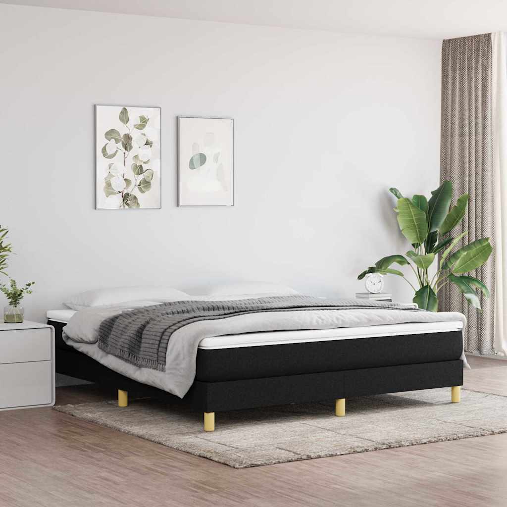 Sommier à lattes de lit avec matelas Noir 160x200 cm Tissu