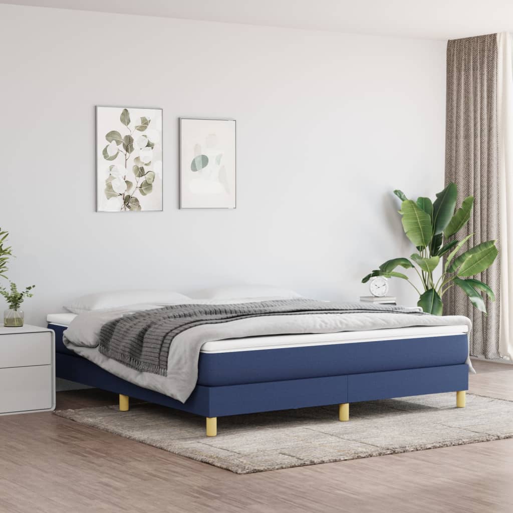 Sommier à lattes de lit avec matelas Bleu 160x200 cm Tissu - XIOS