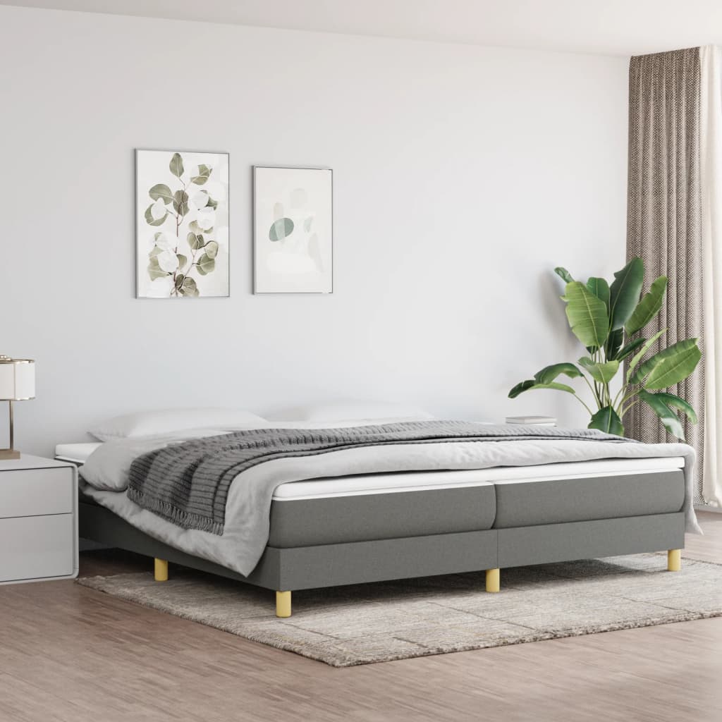Sommier à lattes de lit avec matelas Gris foncé 200x200cm Tissu - XIOS