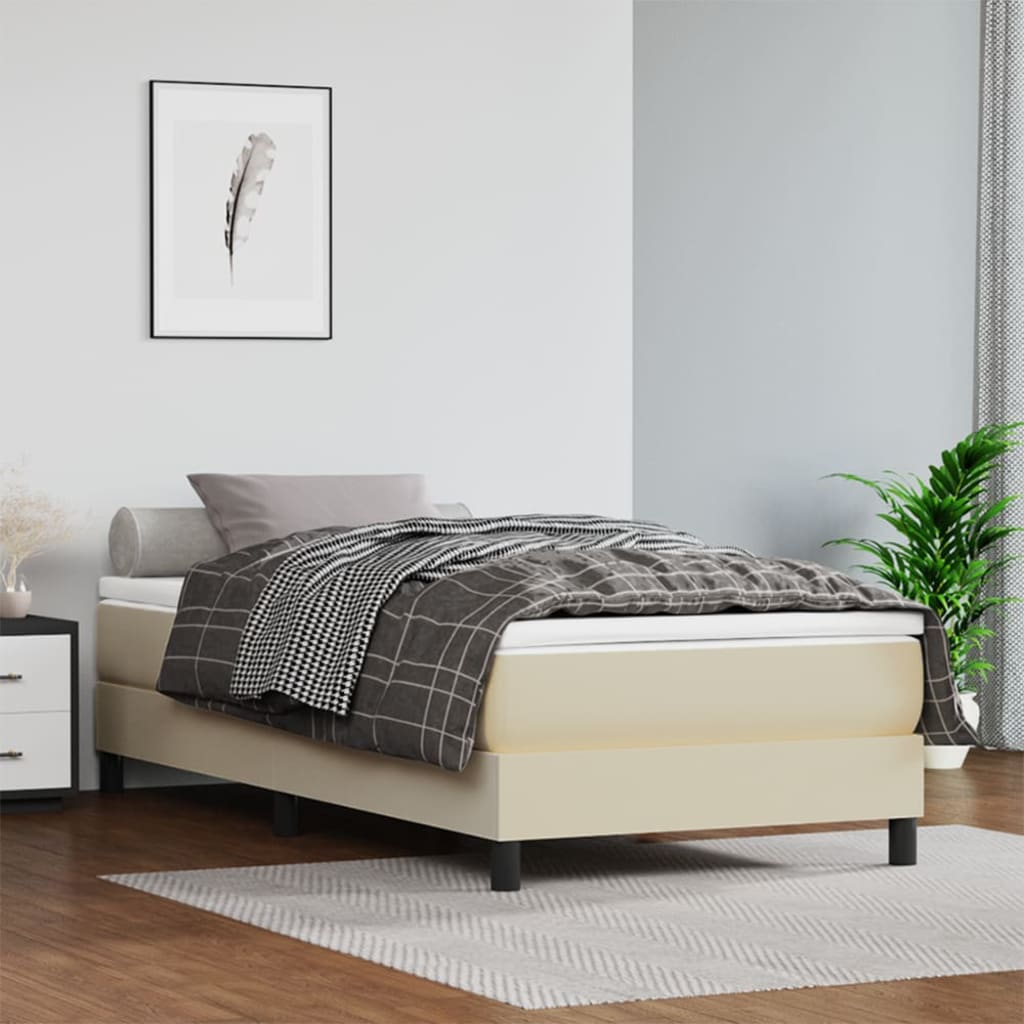 Sommier à lattes de lit avec matelas Crème 80x200 cm Similicuir - XIOS