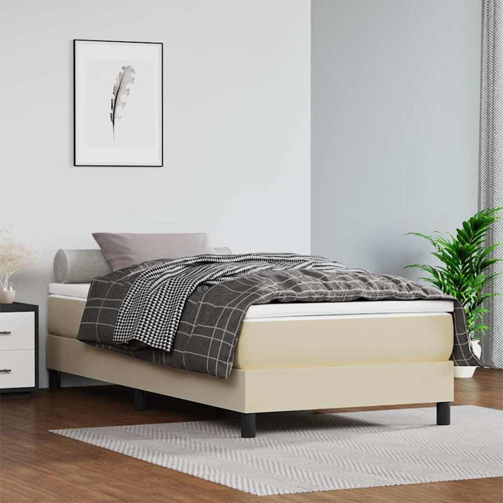 Sommier à lattes de lit avec matelas Crème 80x200 cm Similicuir
