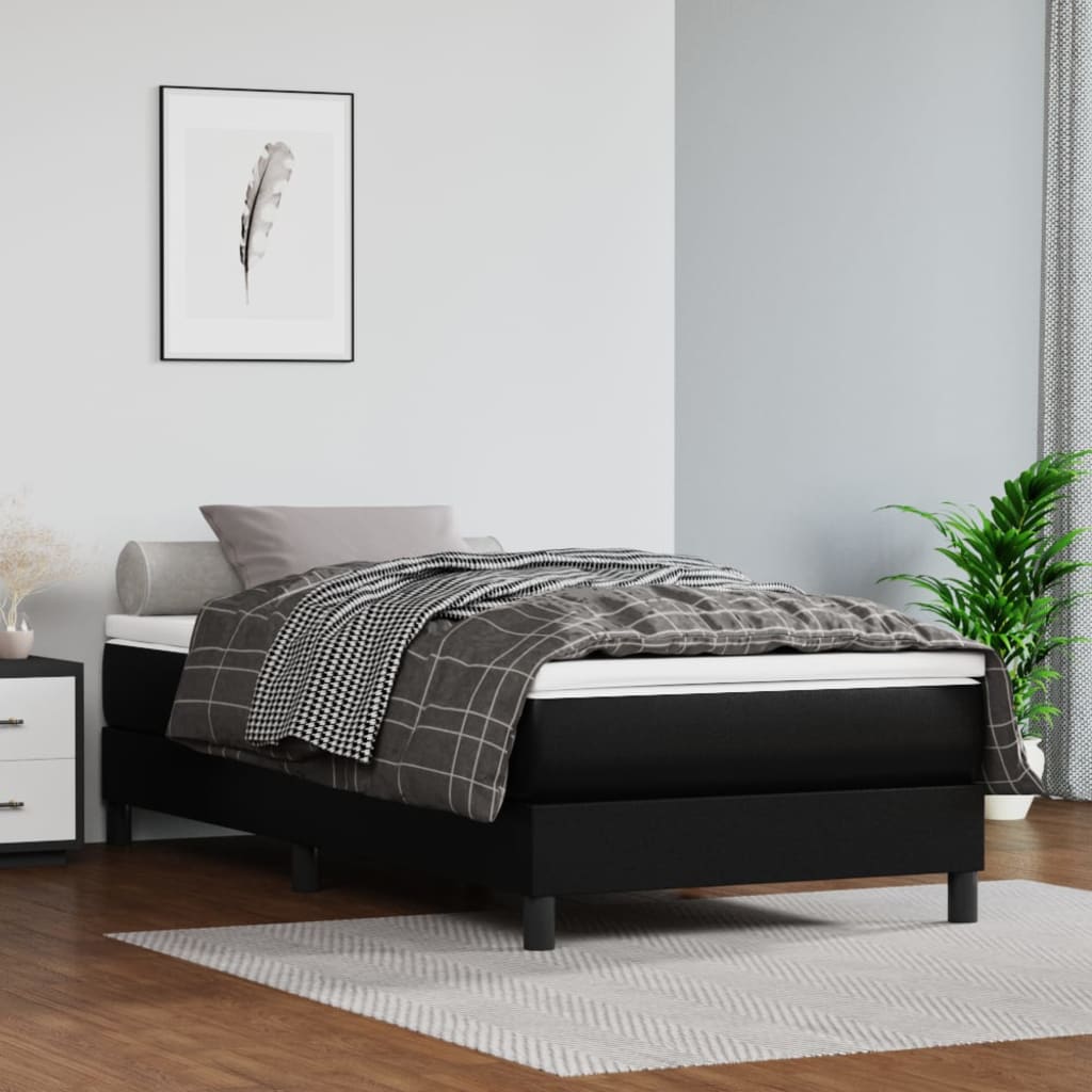 Sommier à lattes de lit avec matelas Noir 90x200 cm Similicuir - XIOS