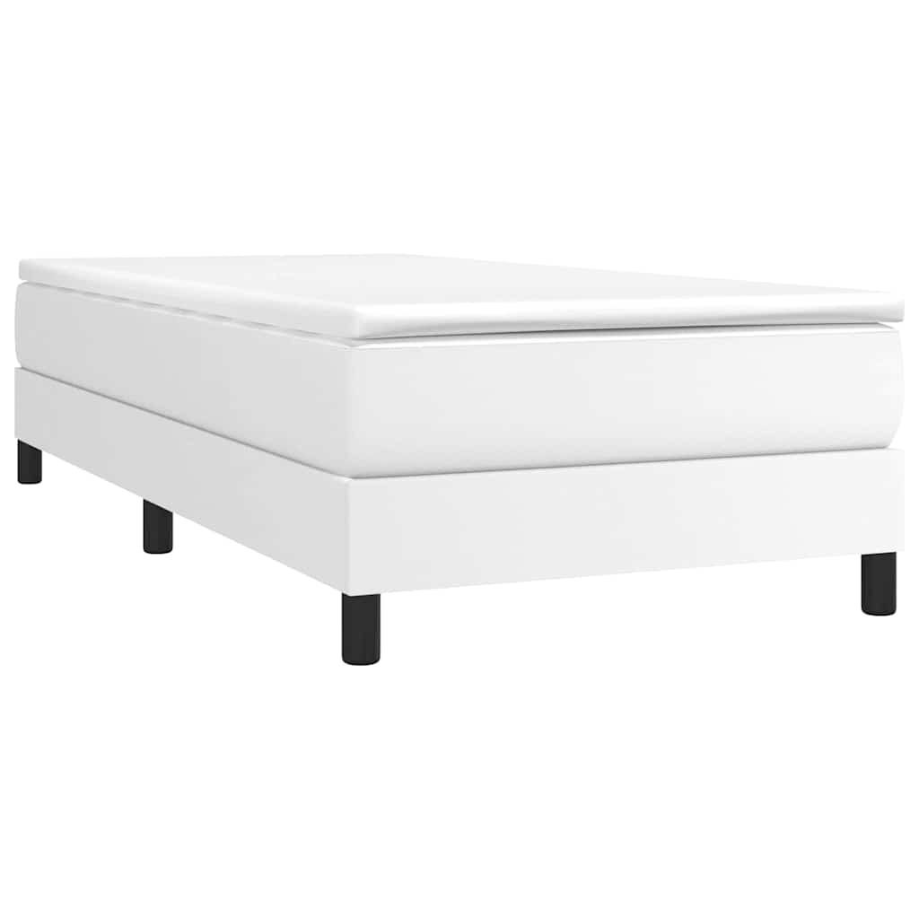Sommier à lattes de lit avec matelas Blanc 90x200 cm Similicuir