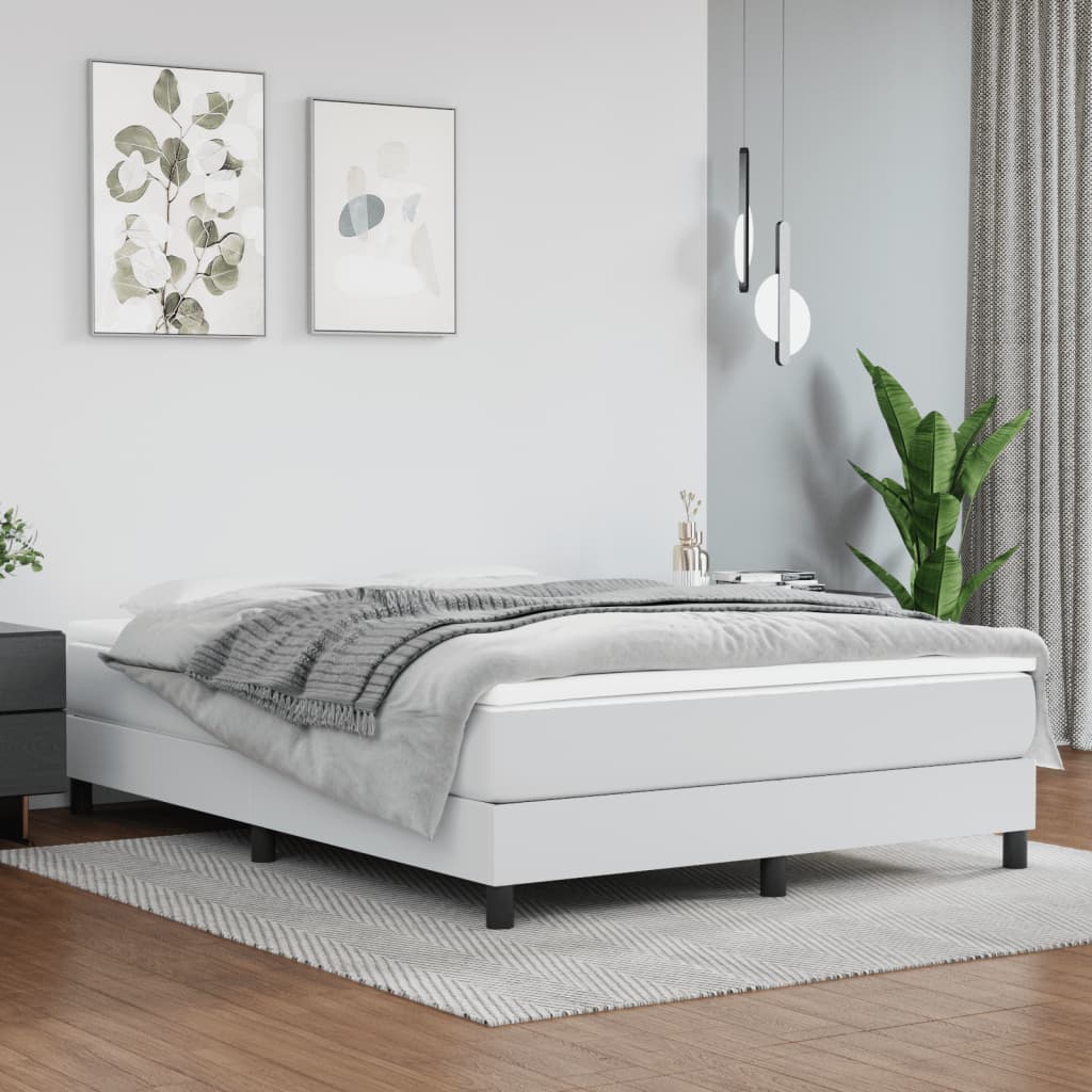 Sommier à lattes de lit avec matelas Blanc 140x190cm Similicuir - XIOS