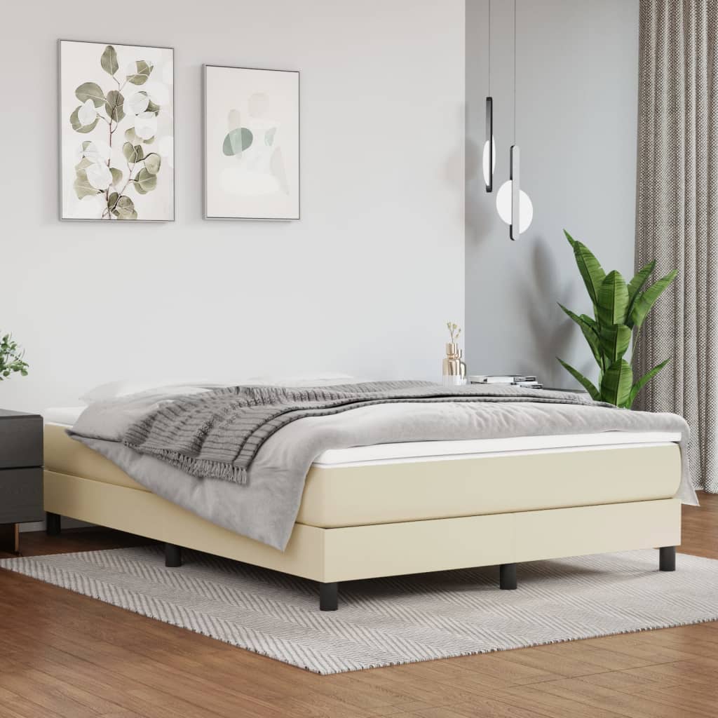 Sommier à lattes de lit avec matelas Crème 140x200cm Similicuir - XIOS