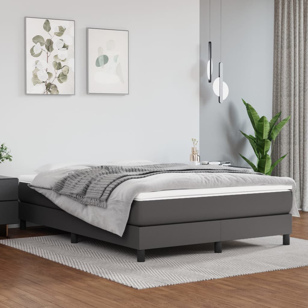 Sommier à lattes de lit avec matelas Gris 140x200 cm Similicuir - XIOS