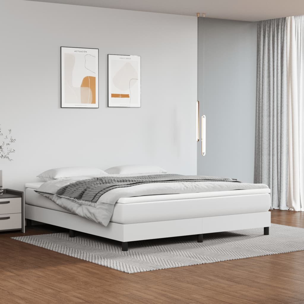 Sommier à lattes de lit avec matelas Blanc 160x200cm Similicuir - XIOS