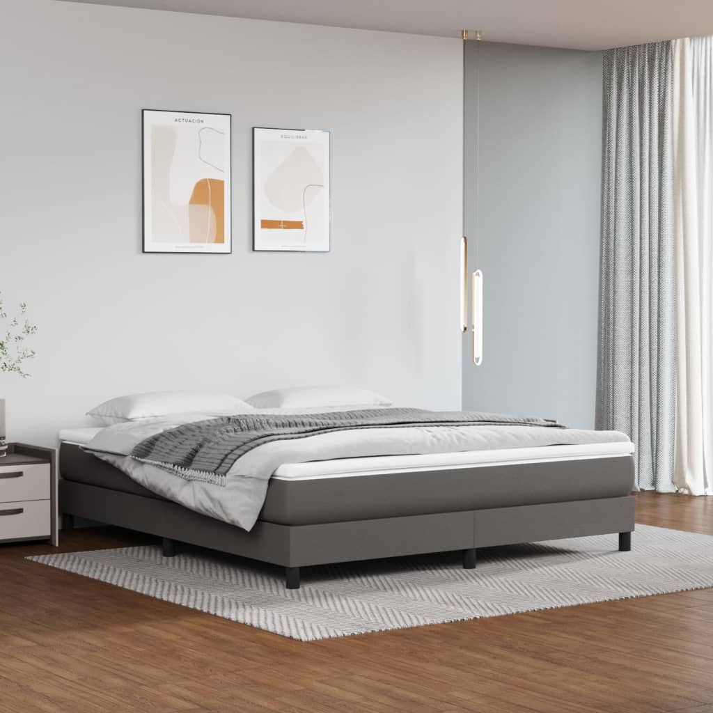 Sommier à lattes de lit avec matelas Gris 160x200 cm Similicuir - XIOS