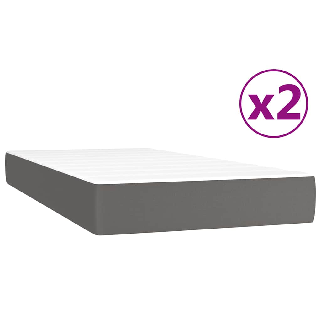 Sommier à lattes de lit avec matelas Gris 200x200 cm Similicuir
