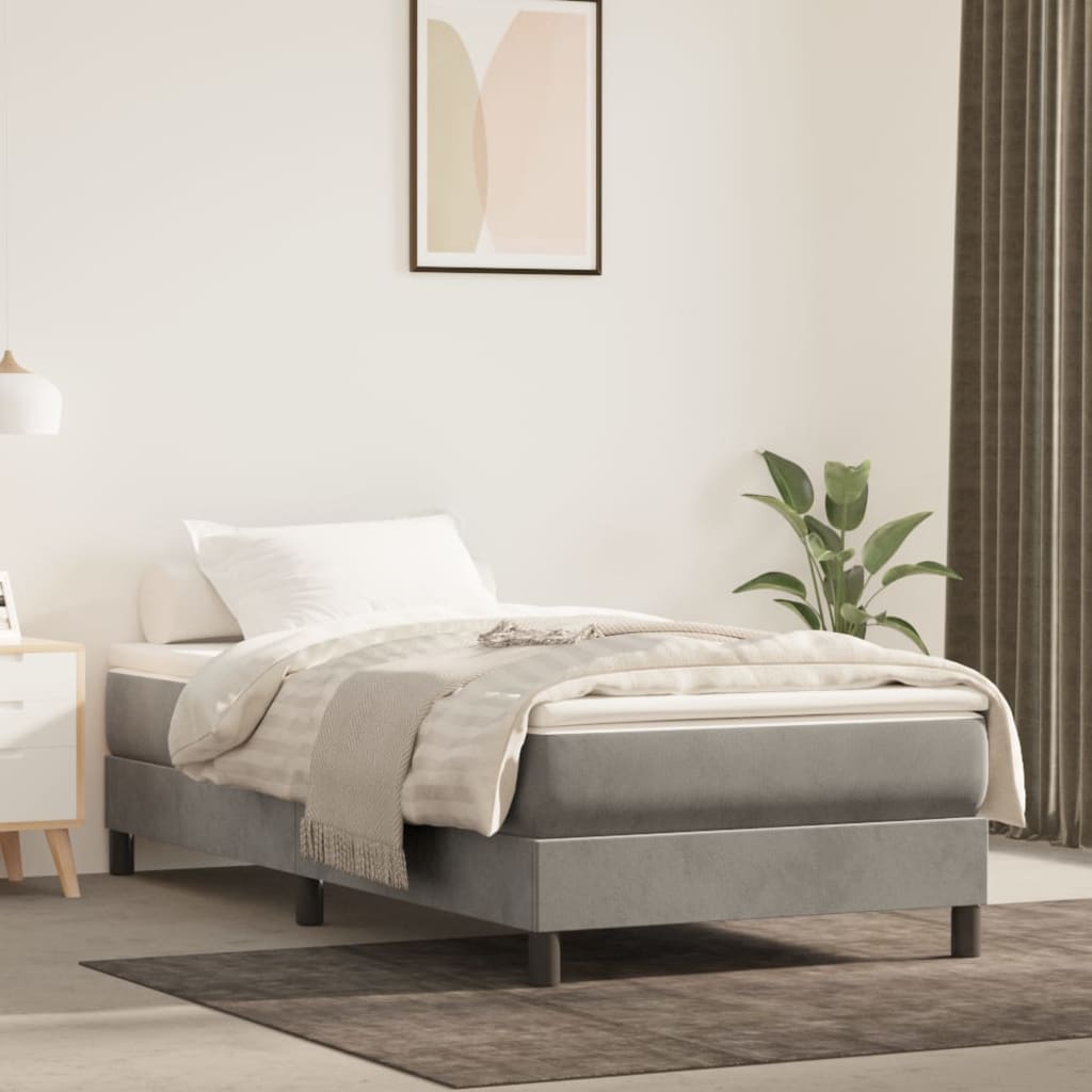 Sommier à lattes de lit et matelas Gris clair 80x200 cm Velours - XIOS