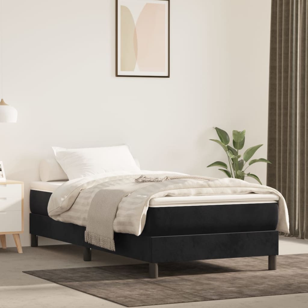 Sommier à lattes de lit avec matelas Noir 100x200 cm Velours - XIOS