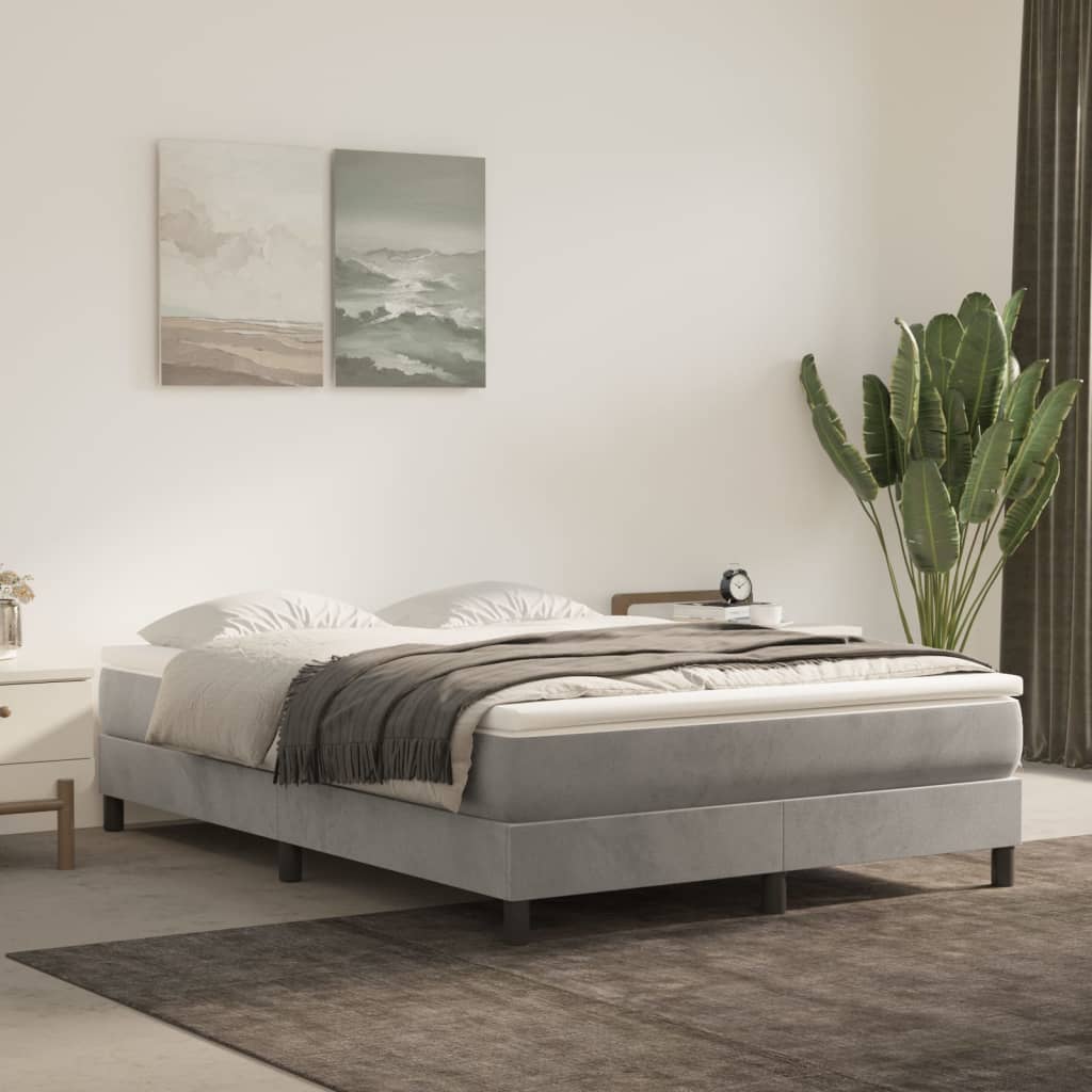 Sommier à lattes de lit et matelas Gris clair 140x190cm Velours - XIOS