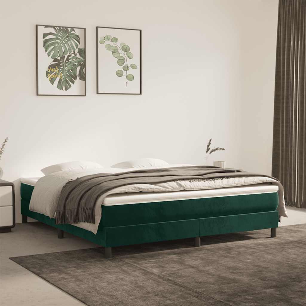 Sommier à lattes de lit et matelas Vert foncé 160x200cm Velours
