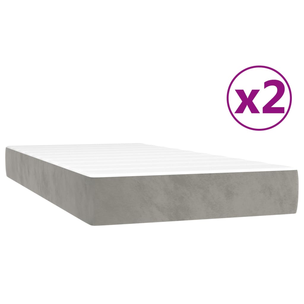 Sommier à lattes de lit et matelas Gris clair 200x200cm Velours - XIOS